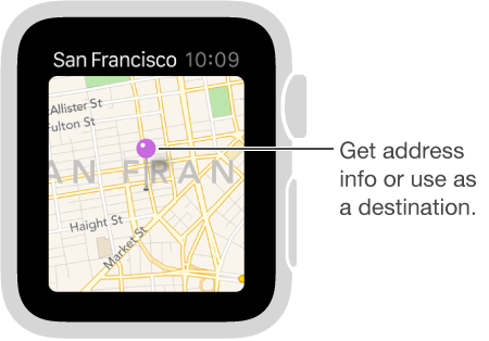 Use a map pin to get the approximate address of a spot on the map, or use it as a destination for directions.