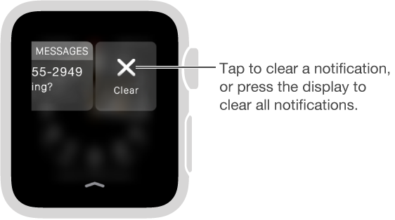 The Clear button appears to the right of a notification when you swipe the notification to the left.