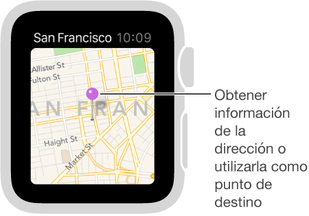 Utilice una chincheta para obtener la dirección aproximada de un punto del mapa, o utilícela como destino para las indicaciones.