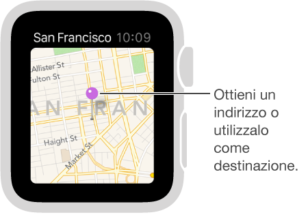 Utilizza il segnaposto per ottenere l'indirizzo approssimativo di un punto sulla mappa oppure usalo come destinazione per ottenere indicazioni.