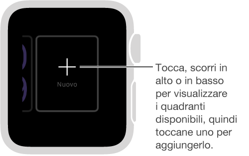 Schermata del nuovo quadrante. Tocca il quadrante per scorrere in alto e in basso e visualizzare i disegni. Toccane uno per aggiungerlo.