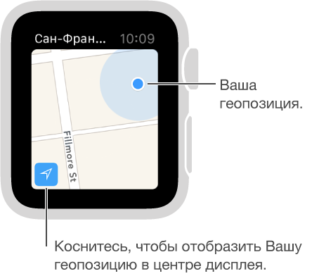 Коснитесь кнопки «Движение» в левом нижнем углу карты, чтобы посмотреть свою геопозицию, которая отмечена синей точкой.